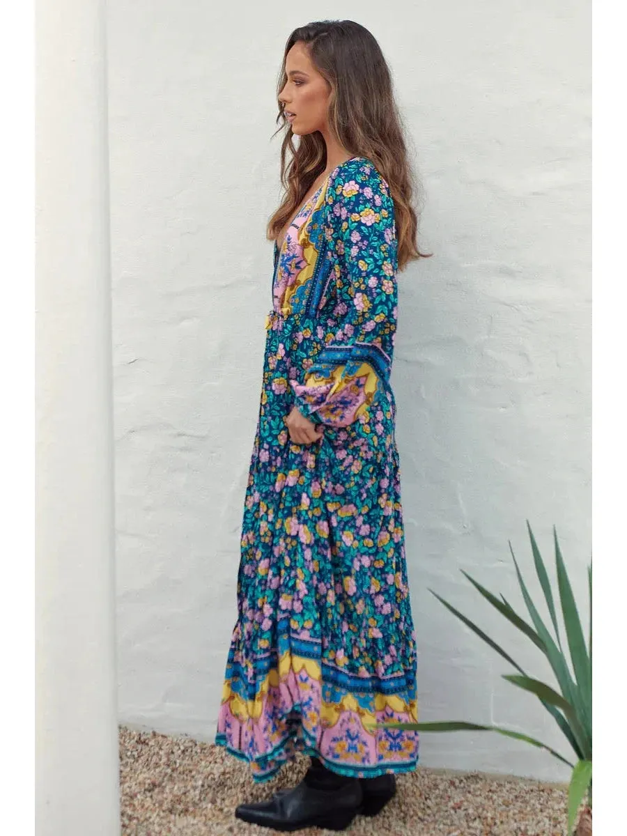 JAASE Posy Print Teresa Maxi Dress - Teal
