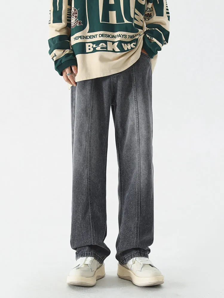 Jeans Men'S Gradient Retro Loose Straight Wide Leg Casual Trousers