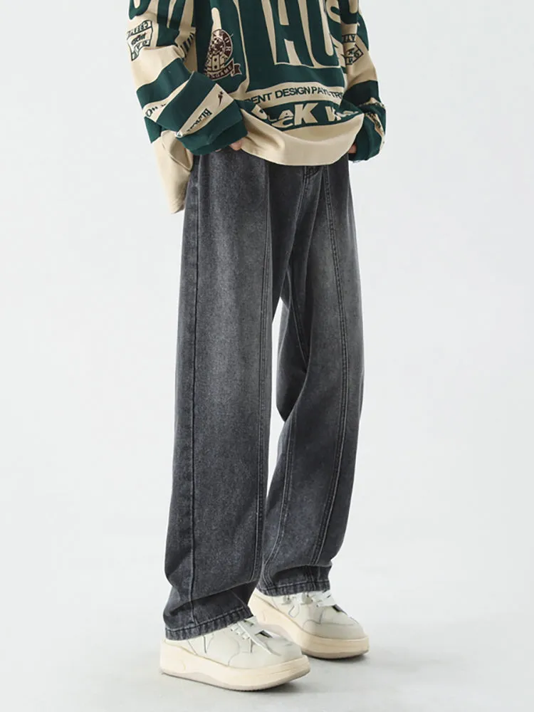 Jeans Men'S Gradient Retro Loose Straight Wide Leg Casual Trousers