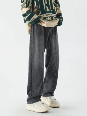 Jeans Men'S Gradient Retro Loose Straight Wide Leg Casual Trousers