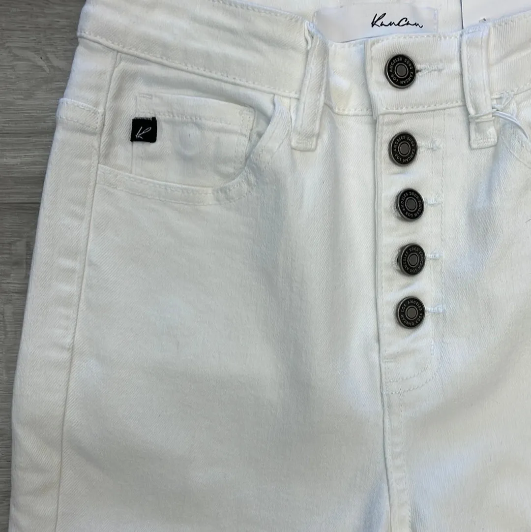 Kancan Buttonfly White Distressed Bottoms