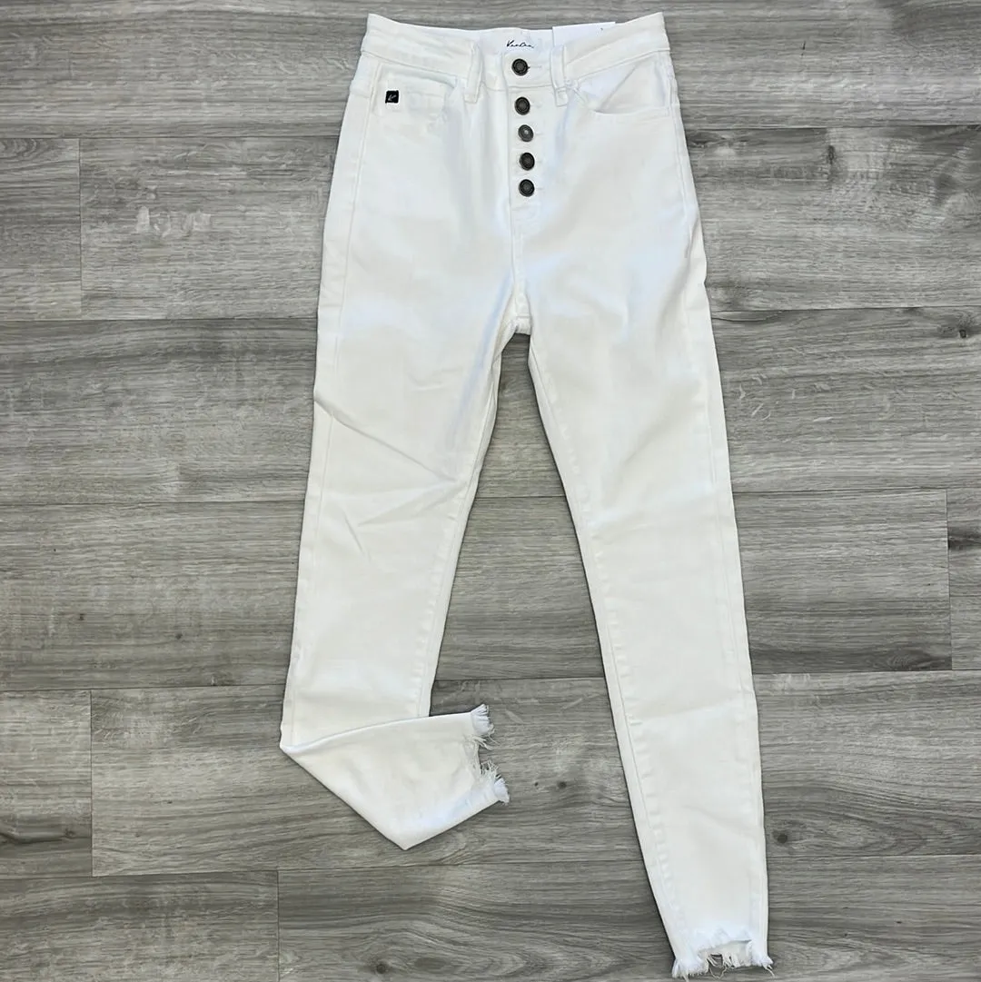 Kancan Buttonfly White Distressed Bottoms