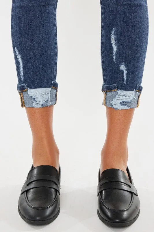 KanCan Mid Rise Dart Cropped Skinny