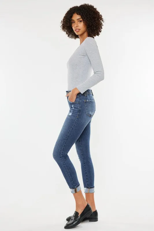 KanCan Mid Rise Dart Cropped Skinny