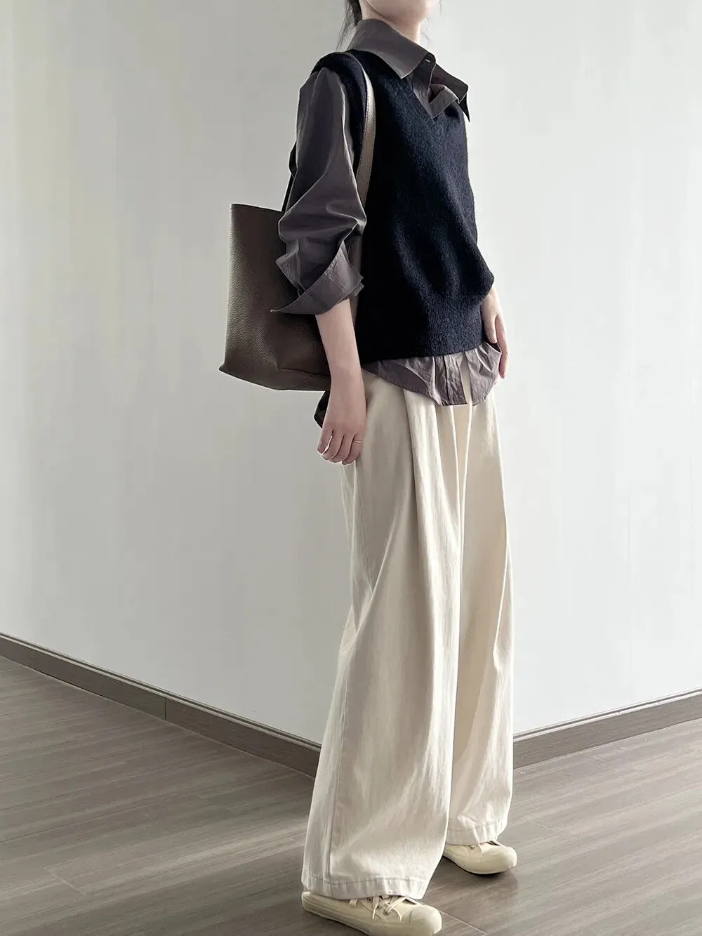[Korean Style] High Quality Pleated Wide Leg Washed Jeans