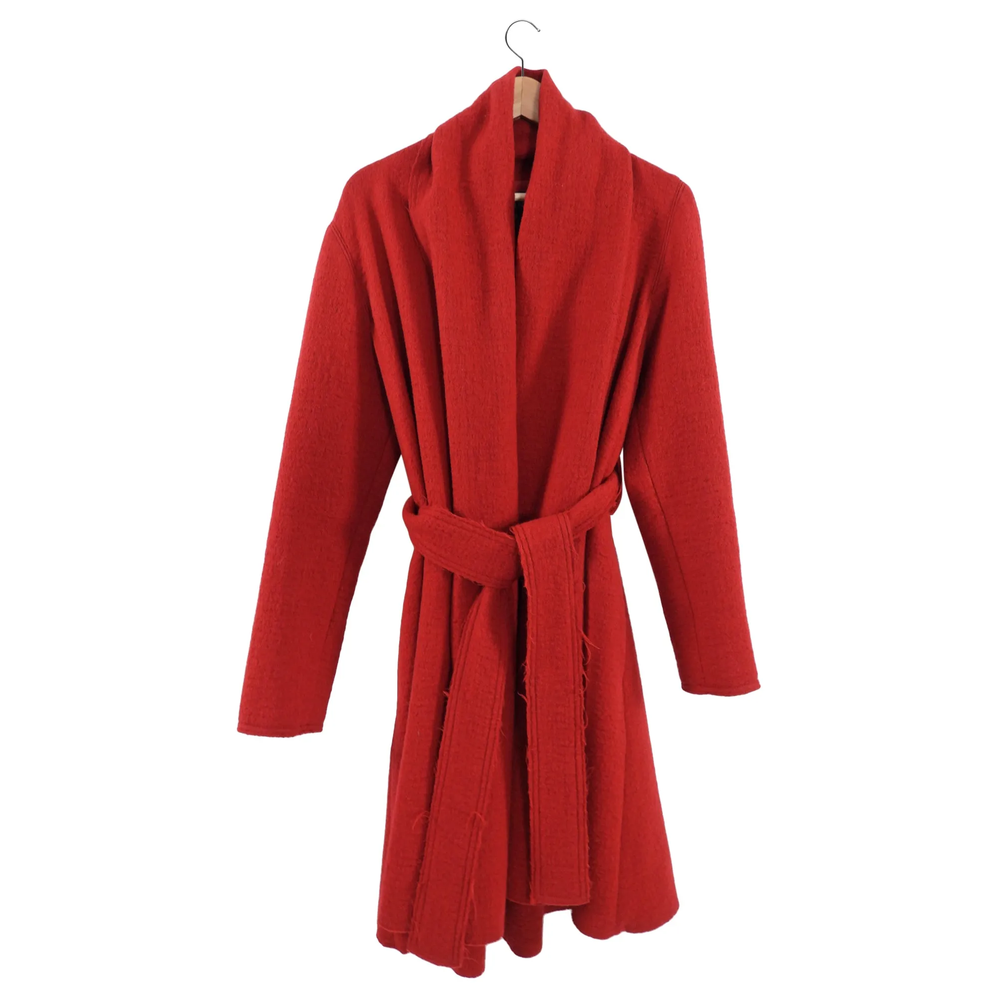 Lanvin Hiver 2015 Red Wool Belted Coat - FR38 / USA 6