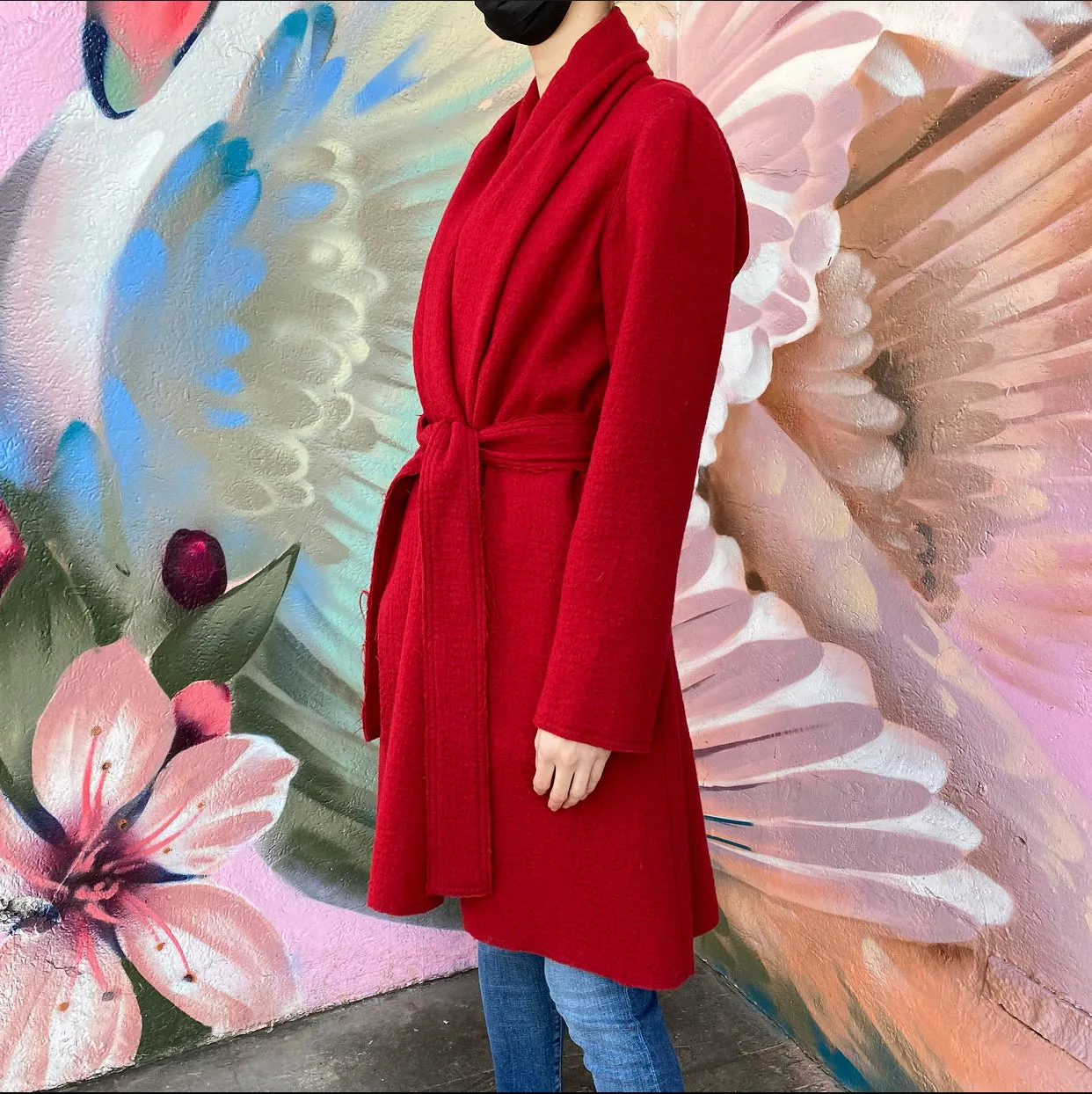 Lanvin Hiver 2015 Red Wool Belted Coat - FR38 / USA 6