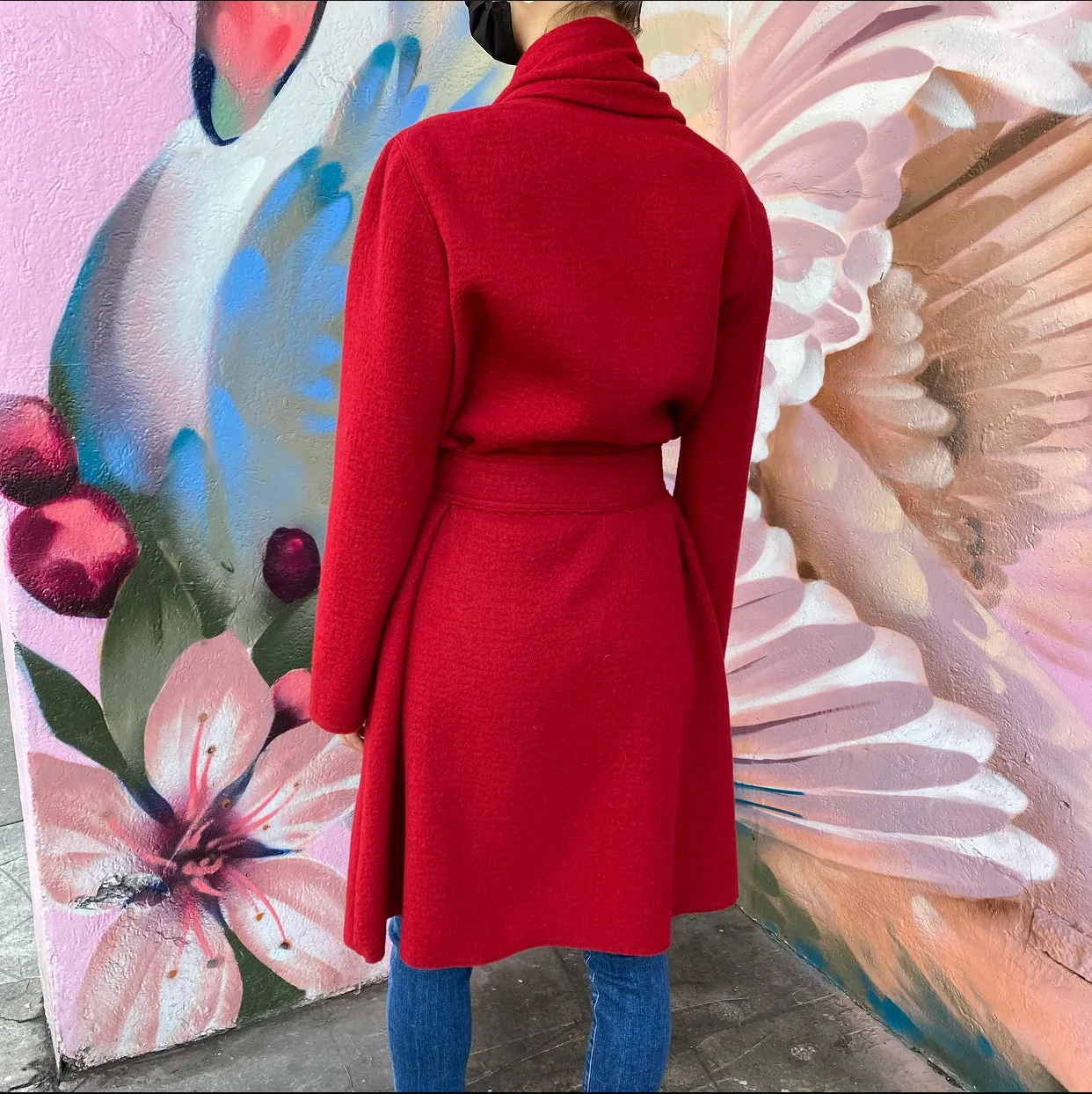 Lanvin Hiver 2015 Red Wool Belted Coat - FR38 / USA 6