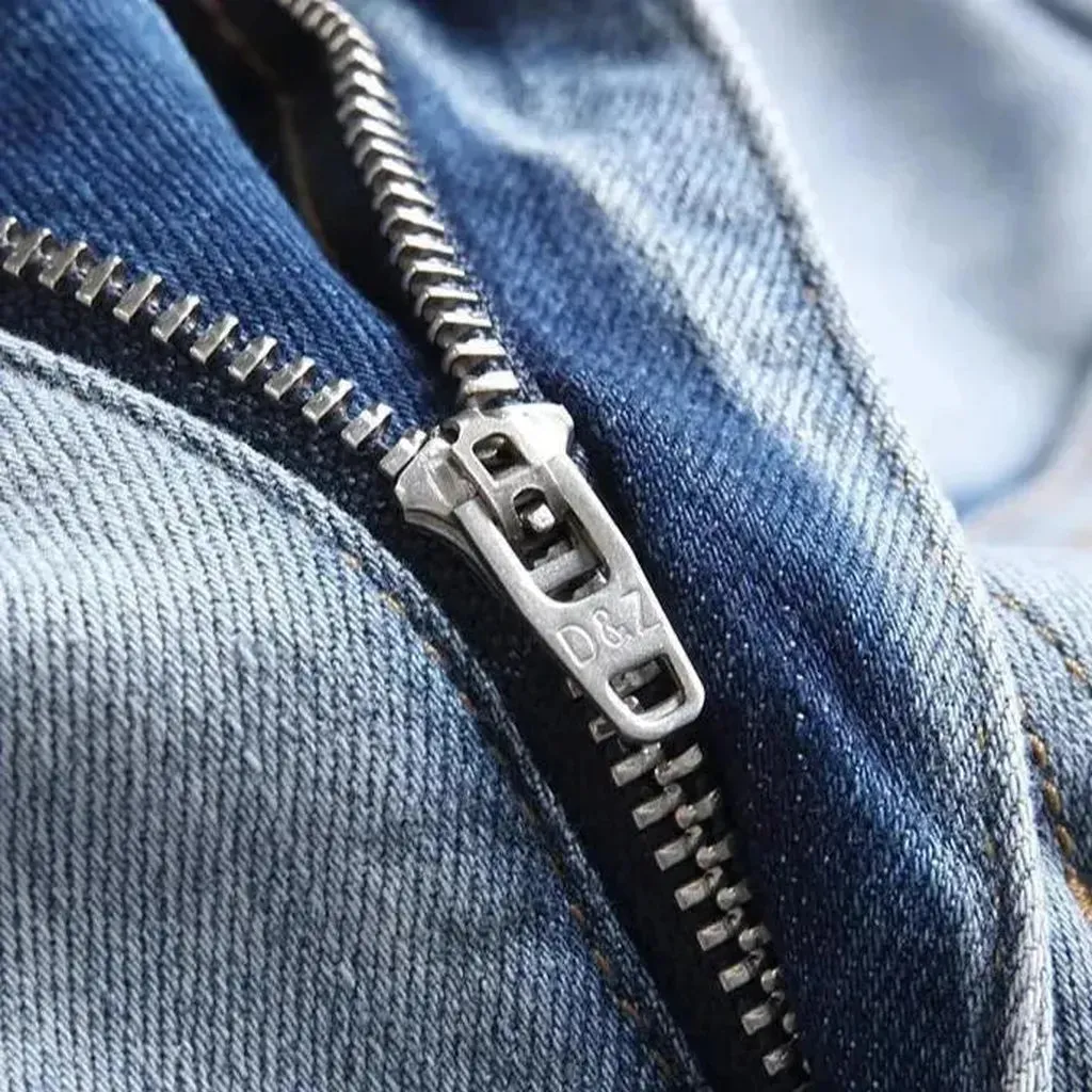 Light-wash color-patches jeans