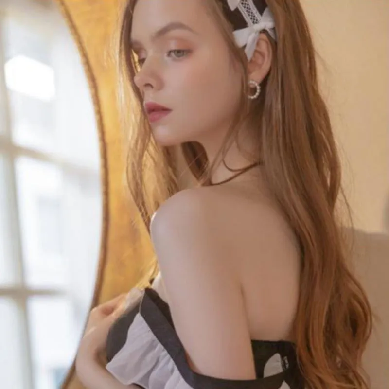 Lolita Kawaii sexy Maid Babydoll Choker Lace Nightdress