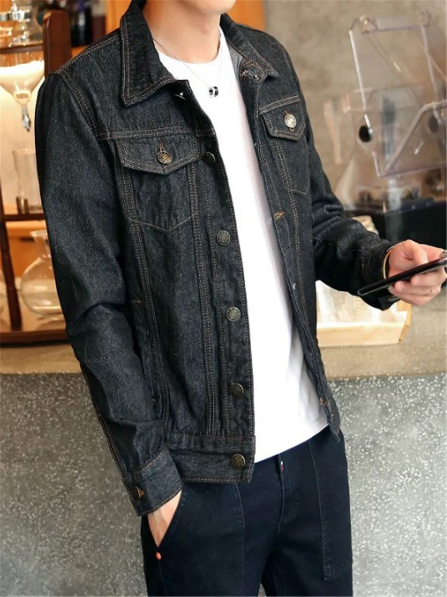 LONGBIDA Casual Jacket Men Slim Fit Cotton Outwear Long Sleeve