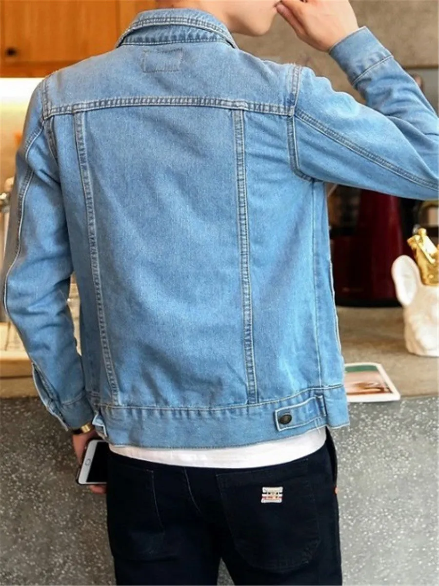 LONGBIDA Casual Jacket Men Slim Fit Cotton Outwear Long Sleeve