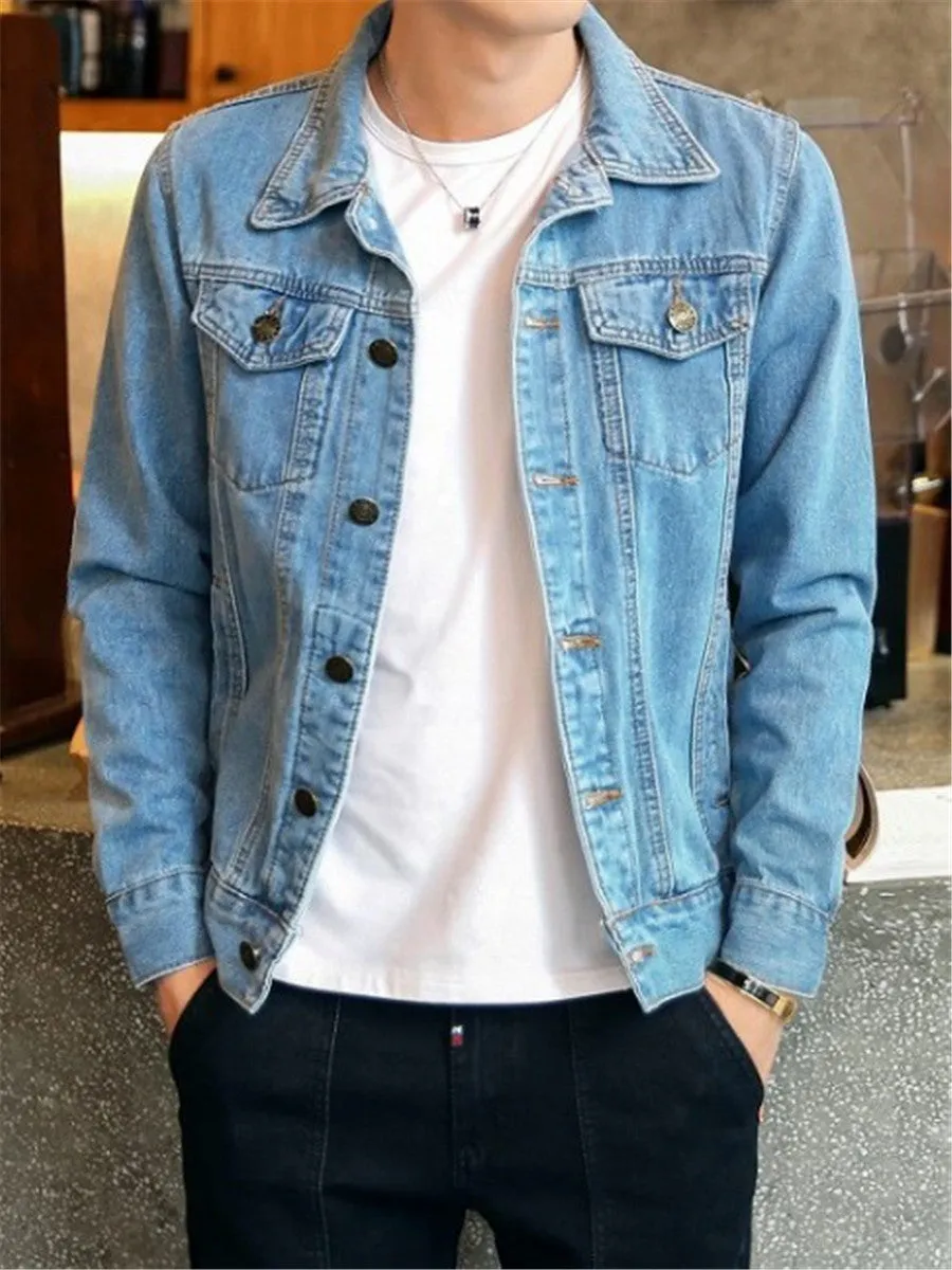 LONGBIDA Casual Jacket Men Slim Fit Cotton Outwear Long Sleeve