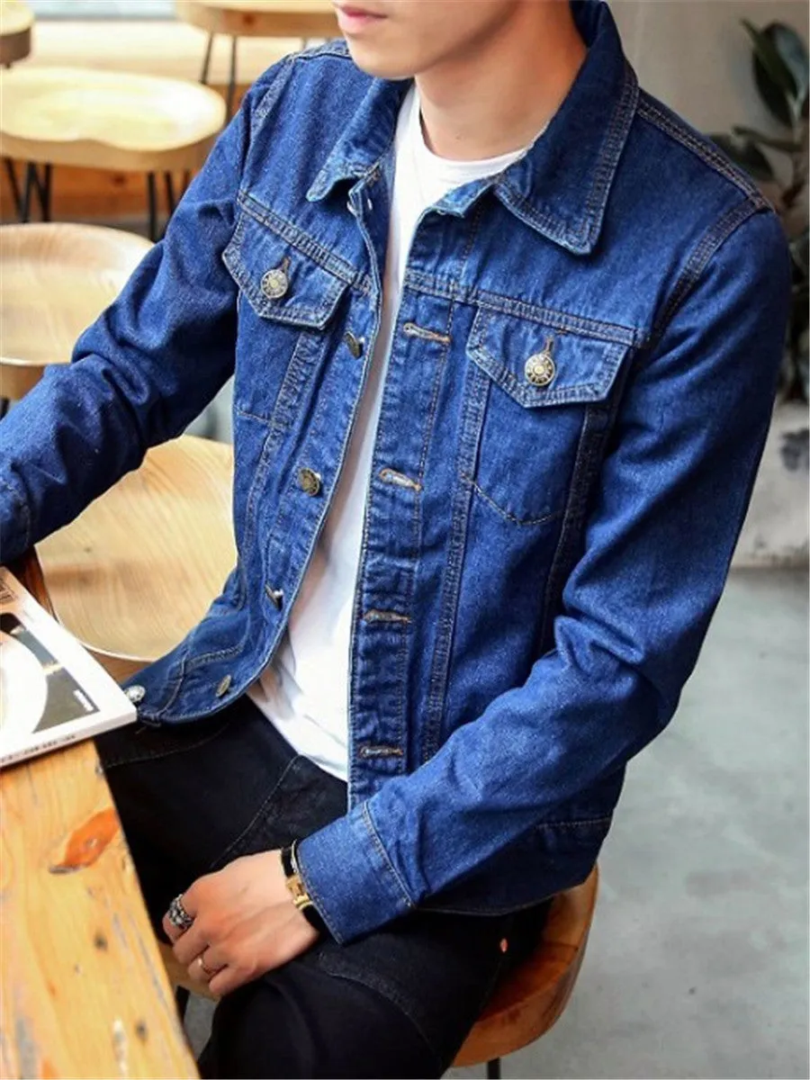 LONGBIDA Casual Jacket Men Slim Fit Cotton Outwear Long Sleeve