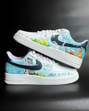 Navy Blue Blue and White Gradient Custom Air Force 1