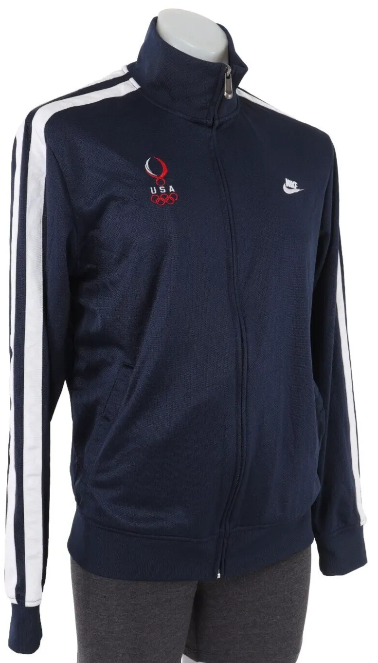 Nike USA Olympic Team Track Jacket Men LARGE Navy United States