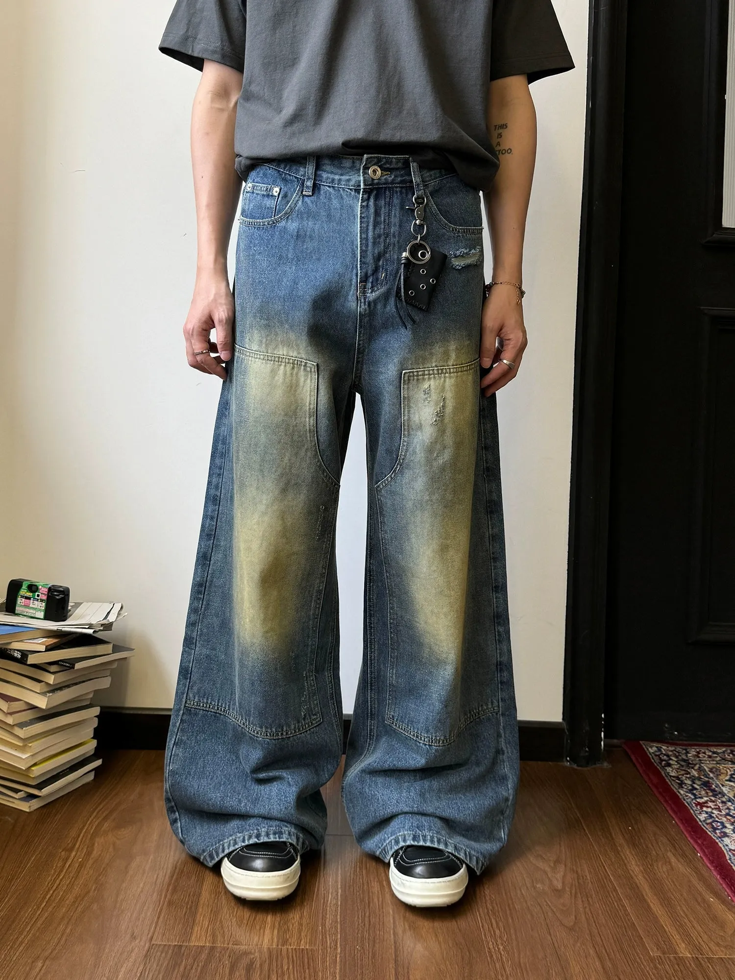 Nine Gradient Patched Detail Jeans