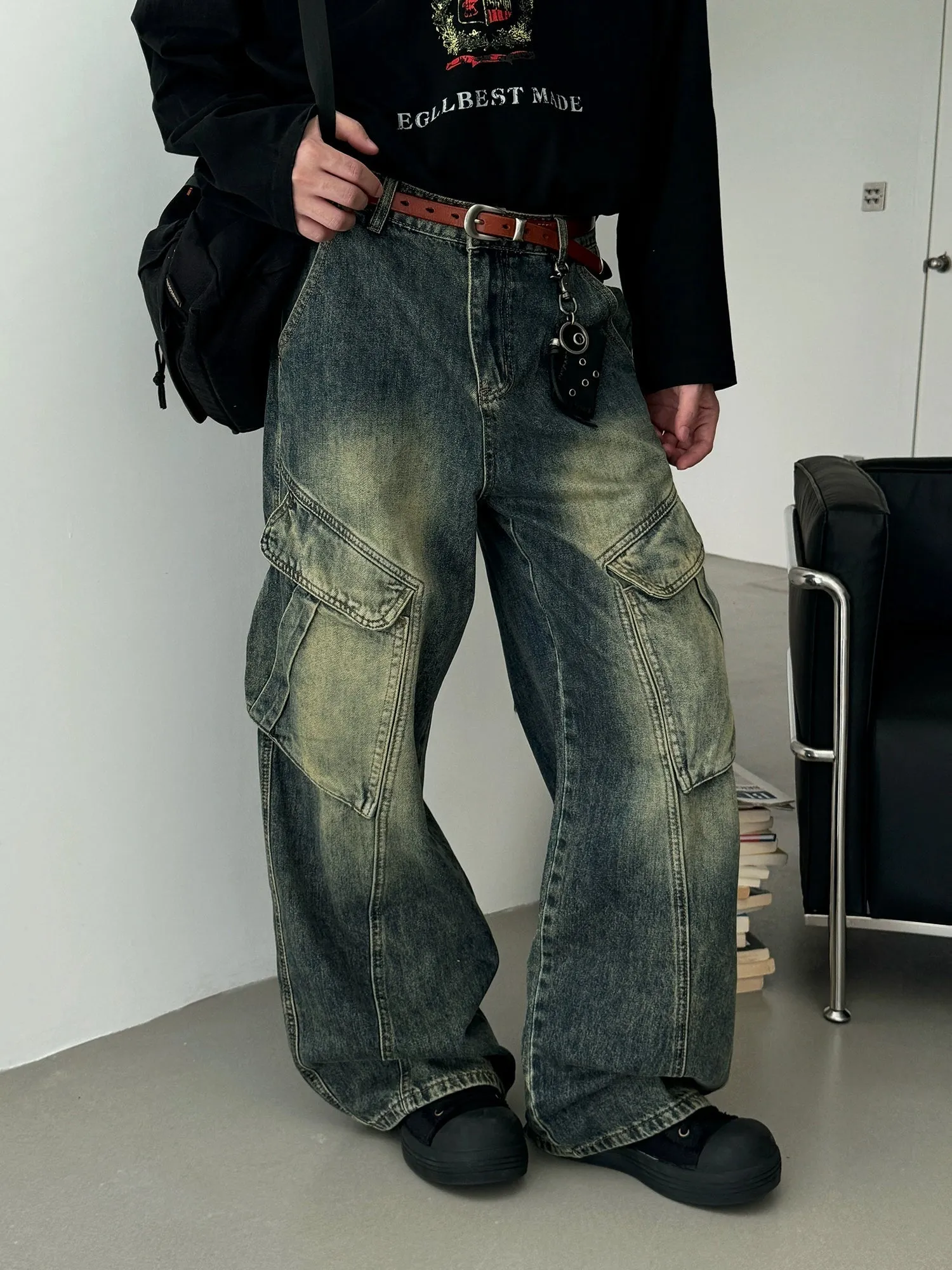 Nine Gradient Slant Pocket Cargo Jeans
