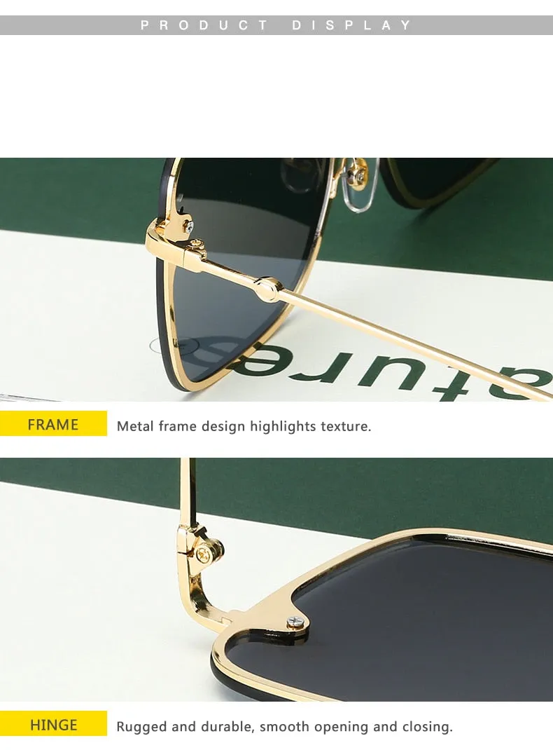 Oversize Rimless Square Bee Sunglasses Women Men Small Glasses Gradient Sun Glasses Female UV400