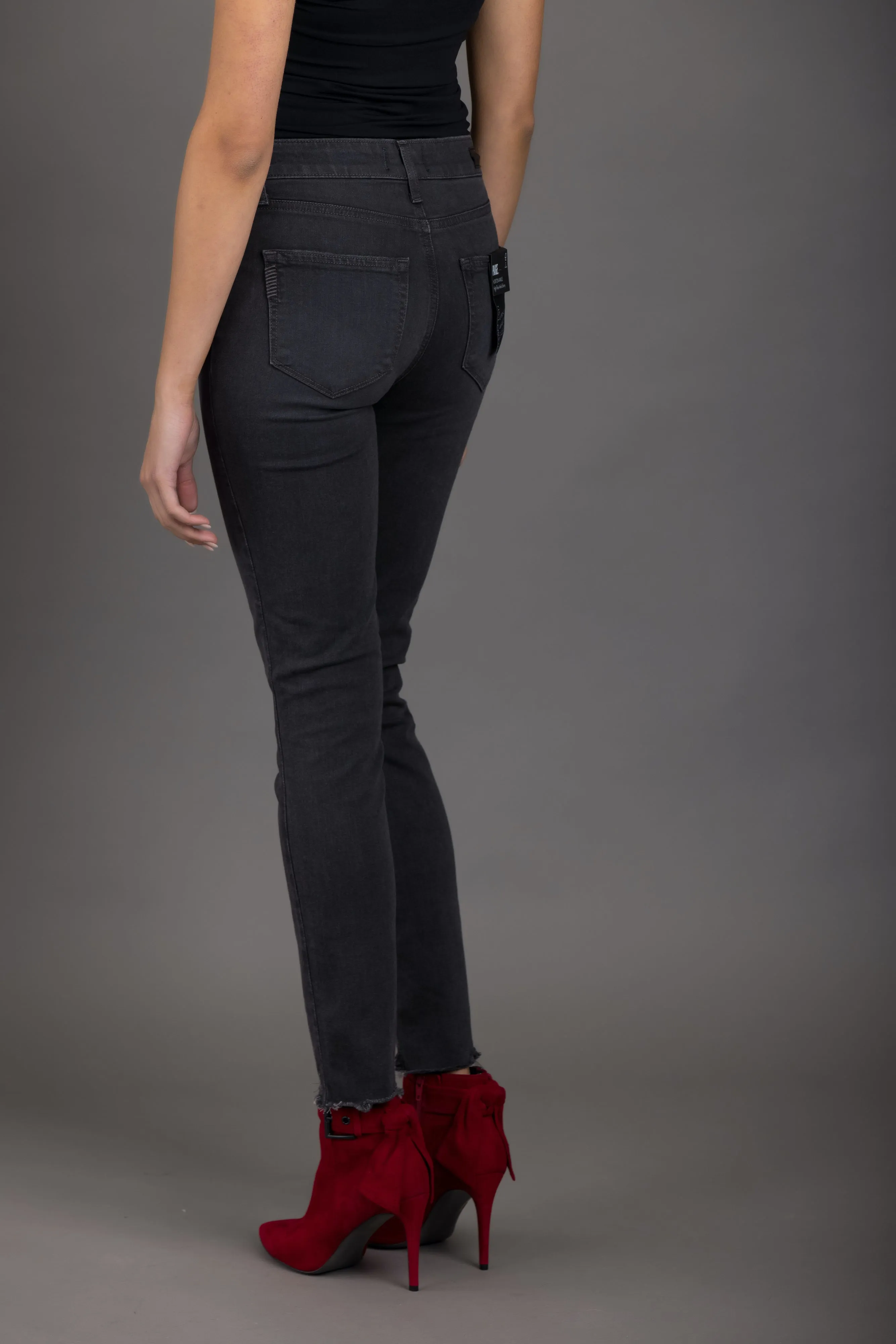 PAIGE Hoxton High Rise Ankle Skinny - Smokey Distressed with Demolished Hem