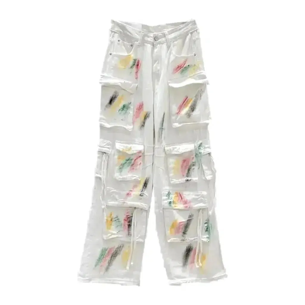 Painted white jeans
 for women