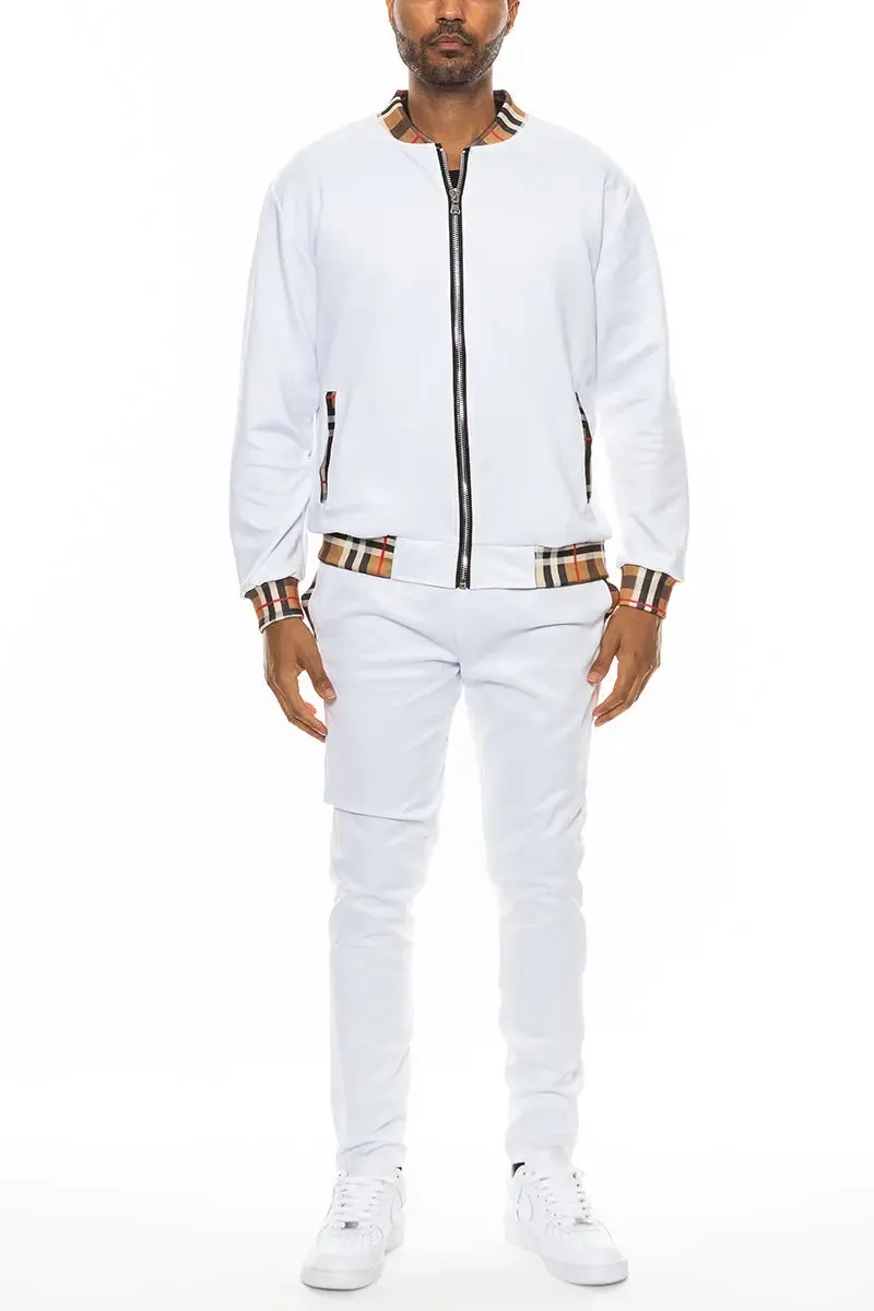 Plaid Pattern Athletic Jacket Set