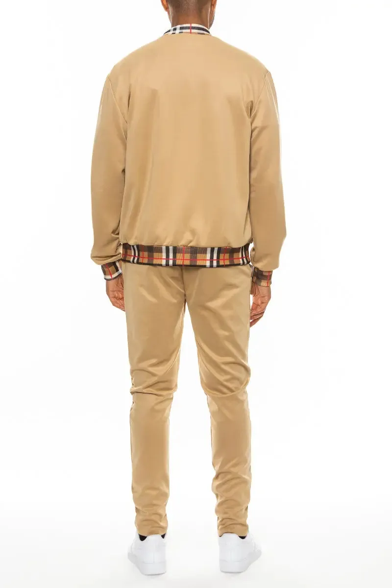 Plaid Pattern Athletic Jacket Set