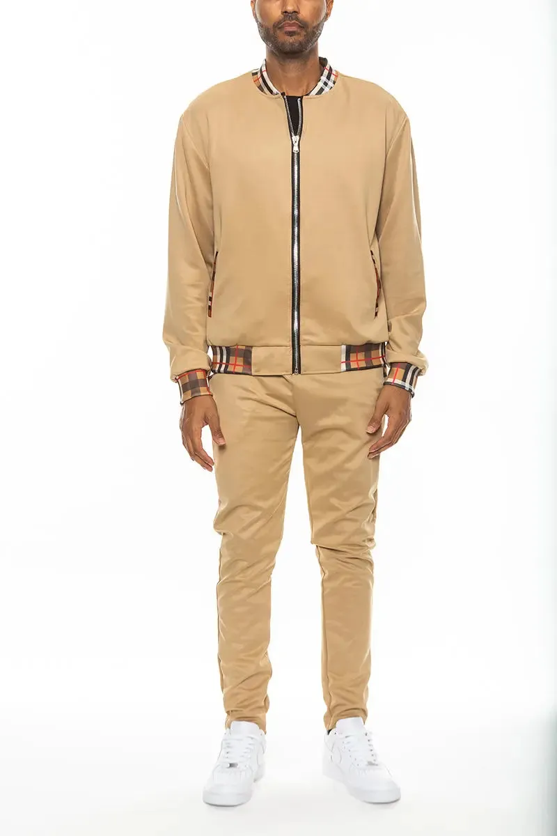 Plaid Pattern Athletic Jacket Set