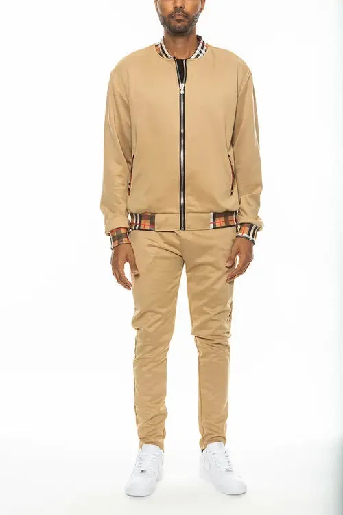 Plaid Pattern Athletic Jacket Set
