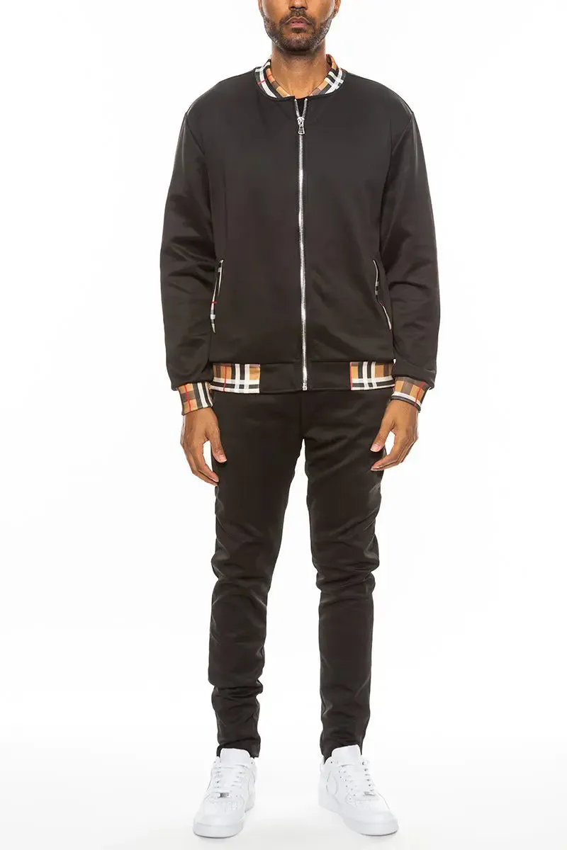 Plaid Pattern Athletic Jacket Set