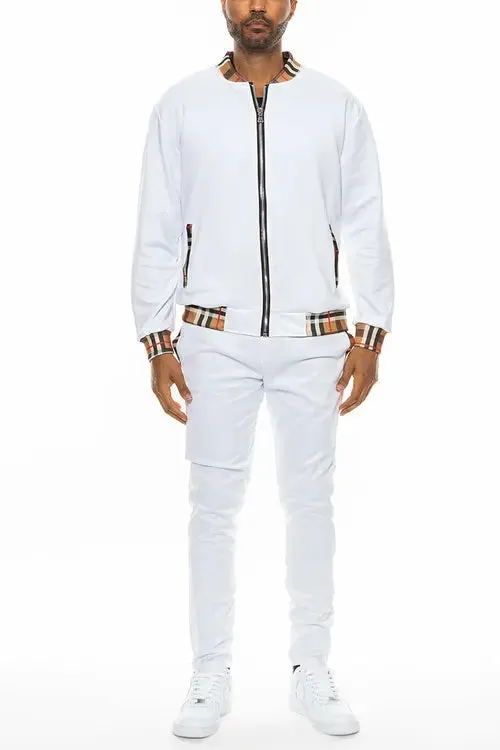 Plaid Pattern Athletic Jacket Set