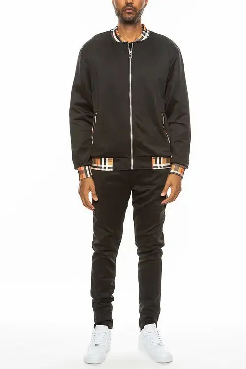 Plaid Pattern Athletic Jacket Set