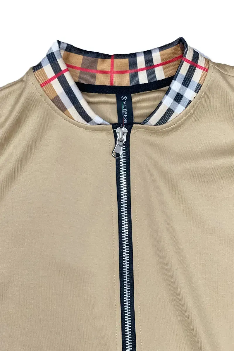 Plaid Pattern Athletic Jacket Set