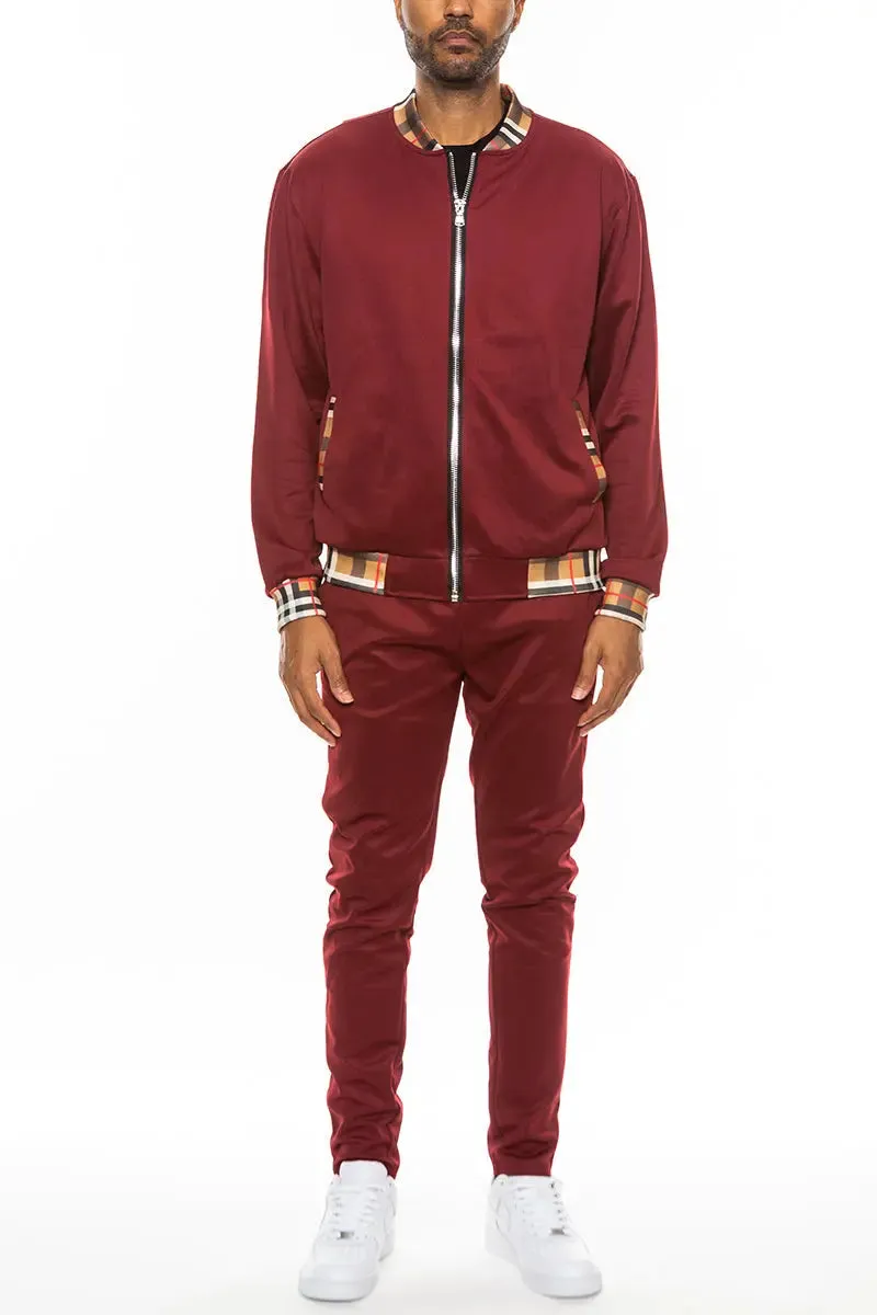 Plaid Pattern Athletic Jacket Set