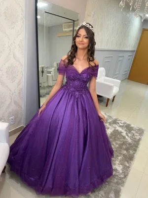 Purple shiny princess 15 year old dress Evening Dress      fg6873