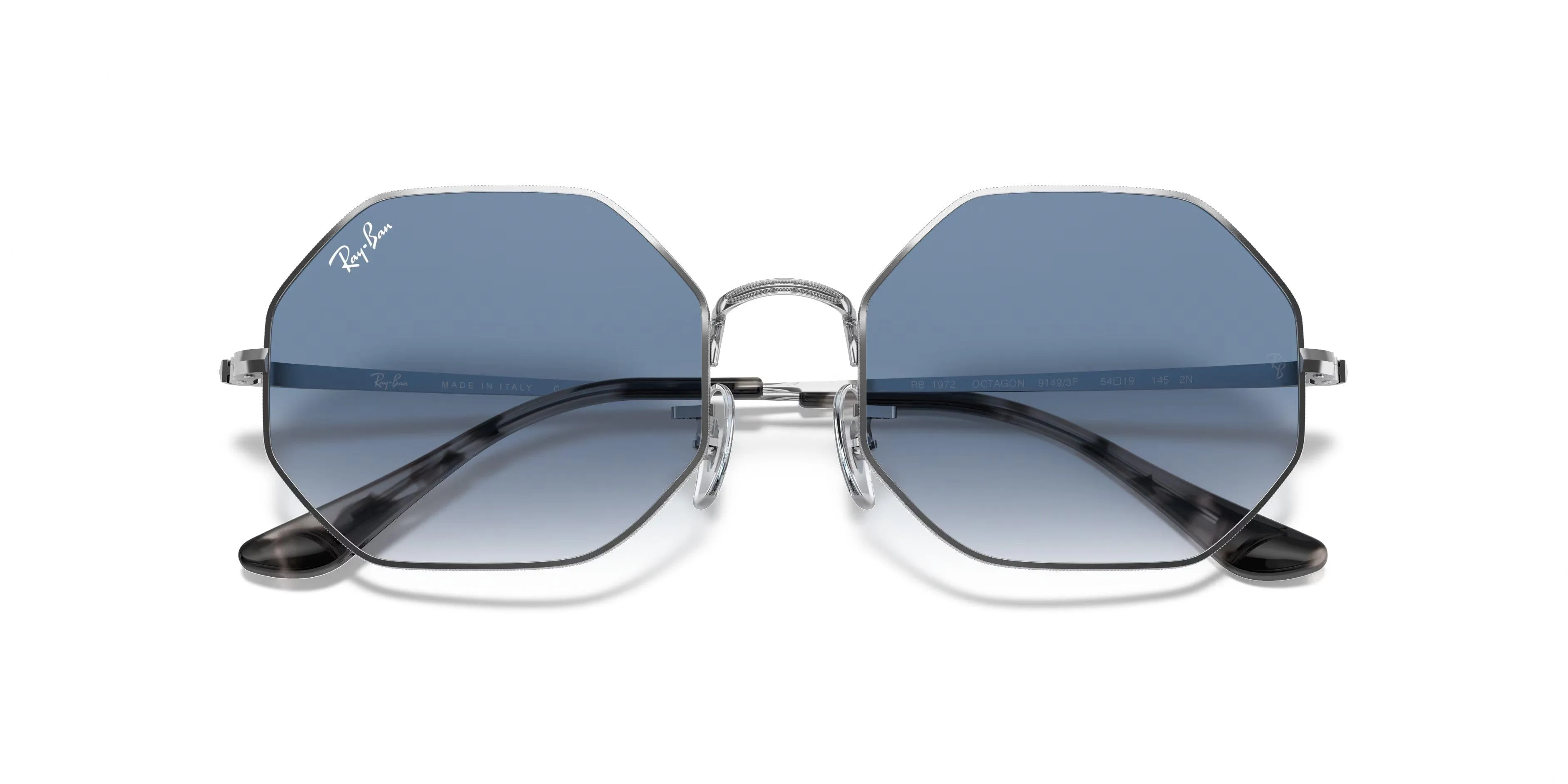 Ray-Ban Silver  Metal – Blue Gradient Lenses, Trendy Octagonal Sunglasses