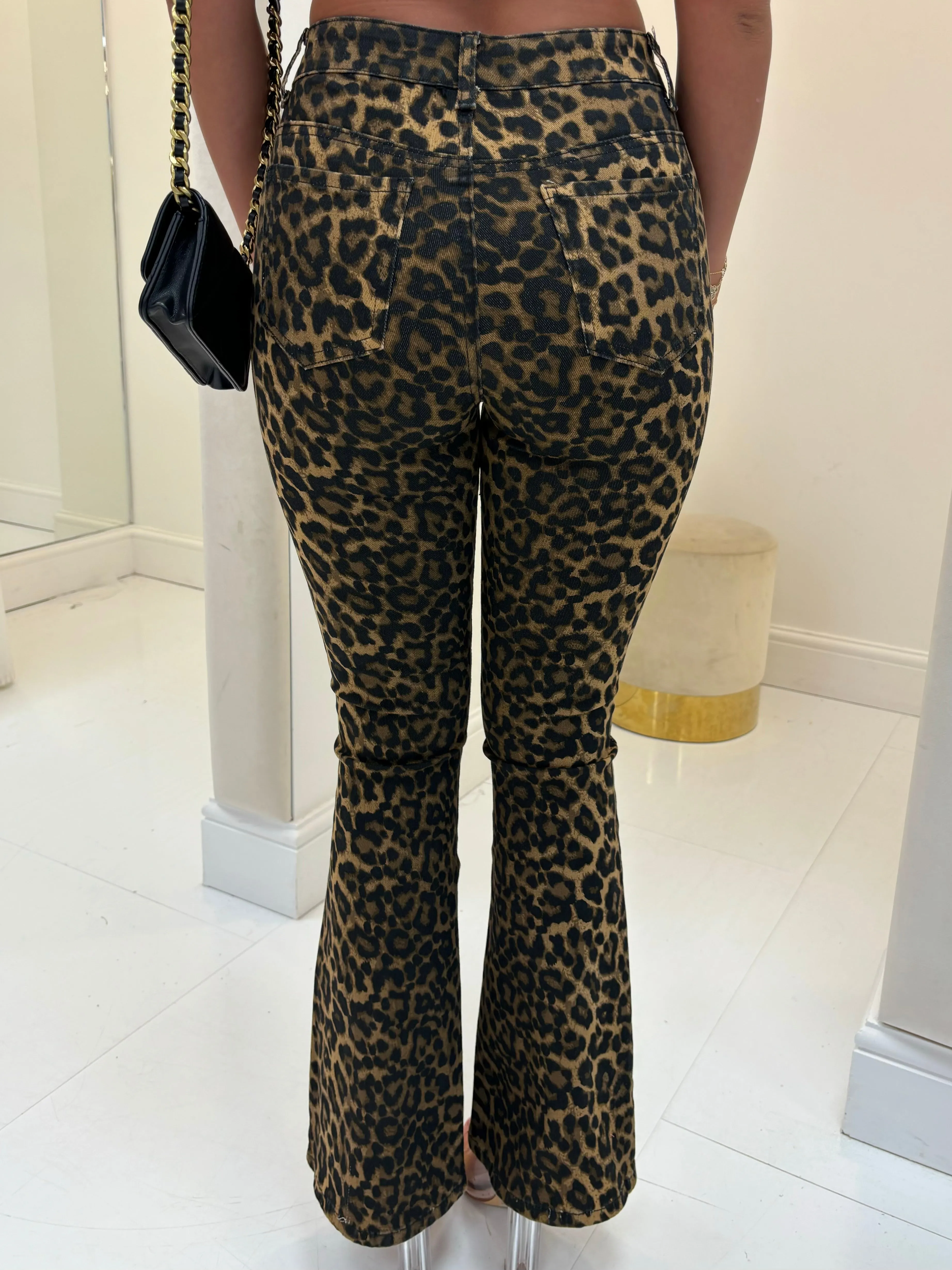 RENA LEOPARD JEAN FLARES