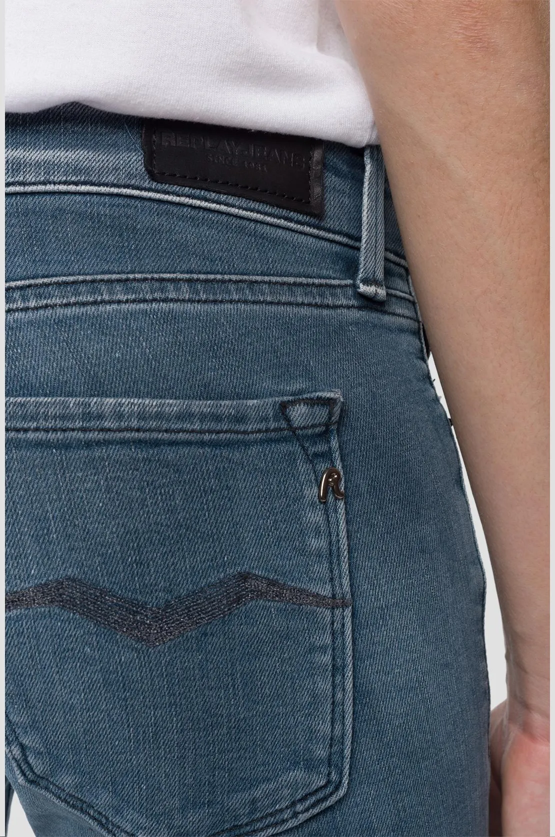 Replay Luz Skinny Fit Jeans, WX689E.000.143.443.009, Blue/Black Overdyed Medium Blue