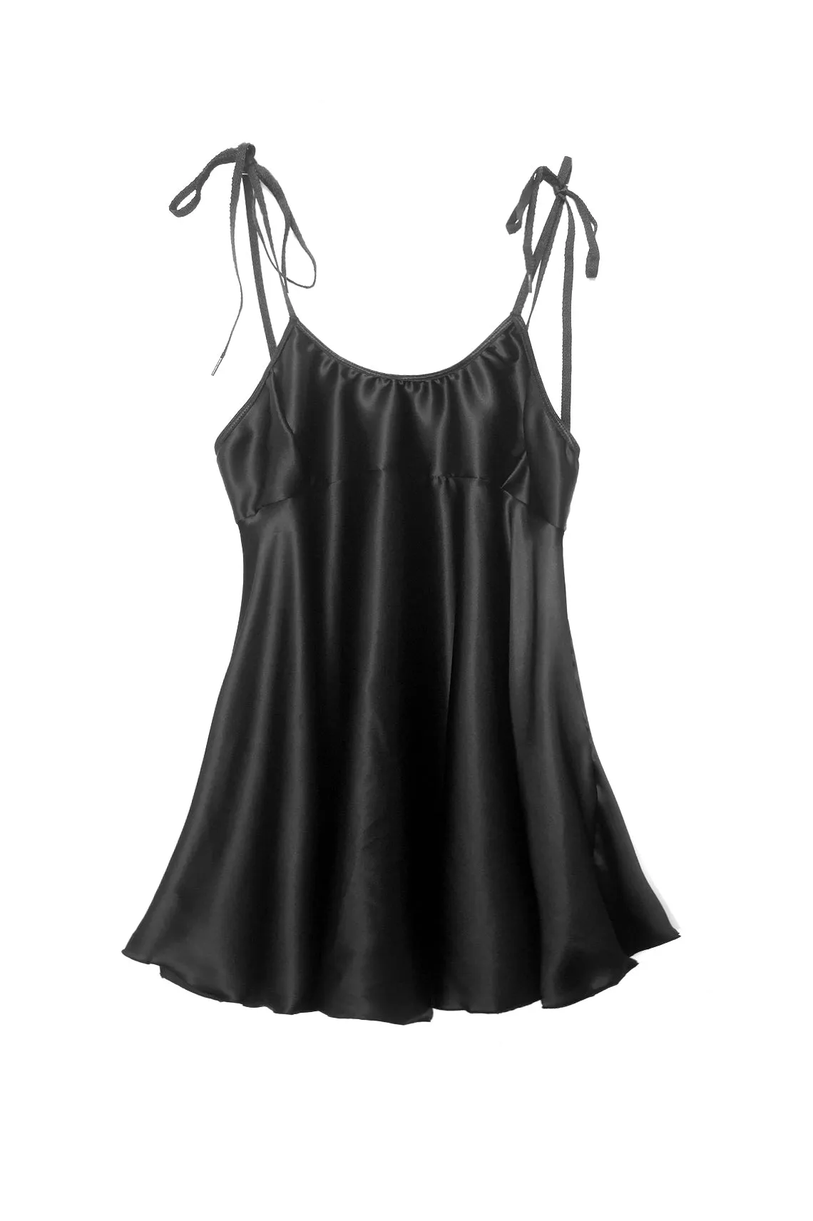 RETIRING 12/31 Contrarian Babydoll Slip Dress in Black Silk Charmeuse
