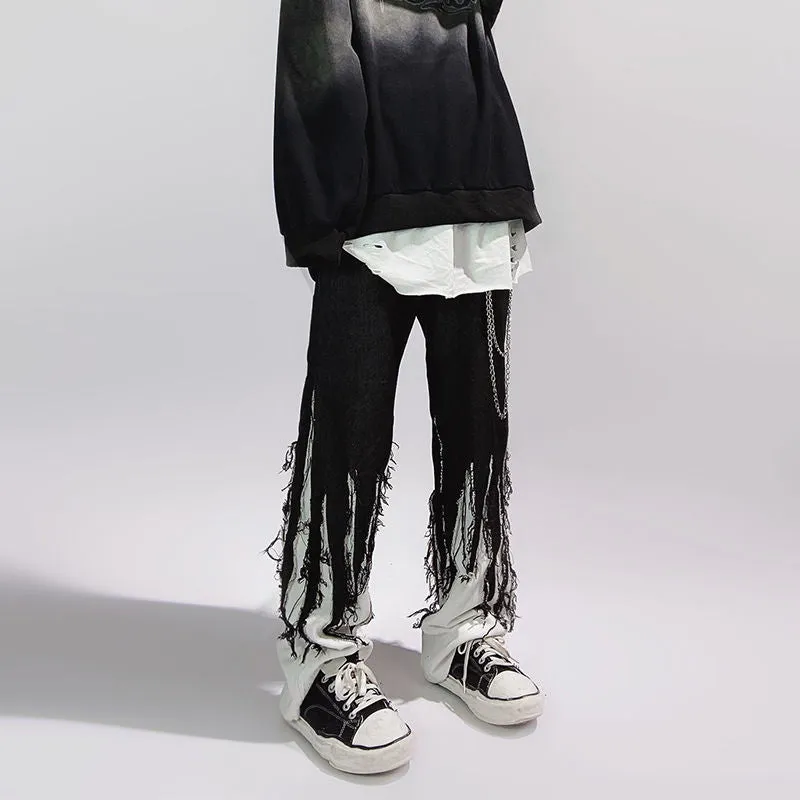 Ruffle Black Contras Patchwork Jeans