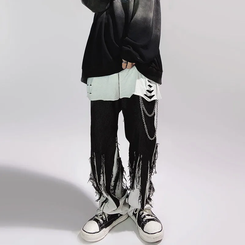 Ruffle Black Contras Patchwork Jeans