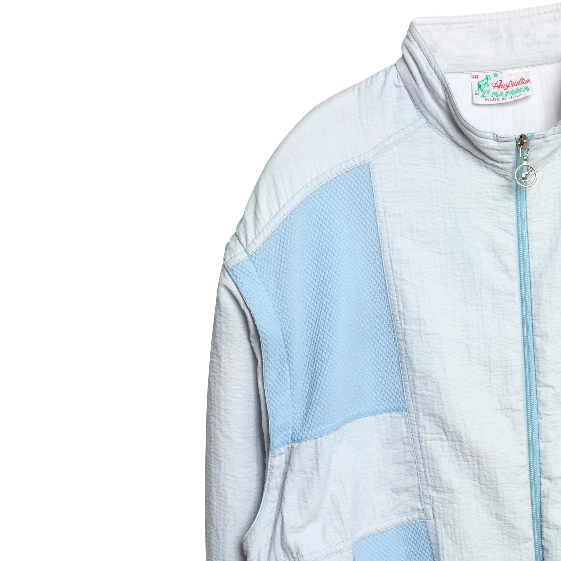 Seersucker Weave Powernet Mesh Paneled Track Jacket