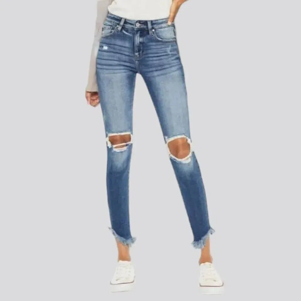 Skinny women's raw-hem jeans