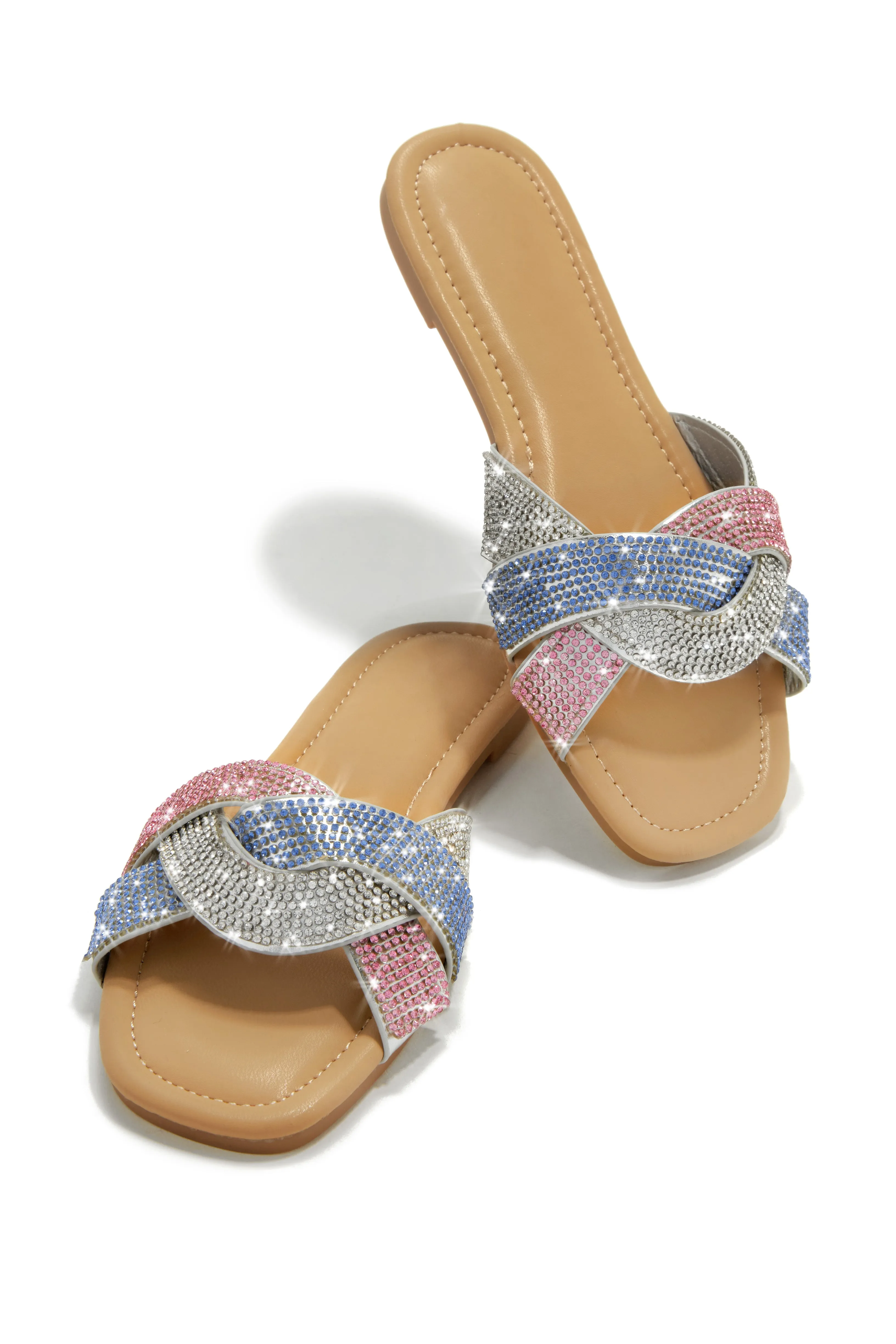 Slip Into Paradise Embellished Slip On Sandals - Nude