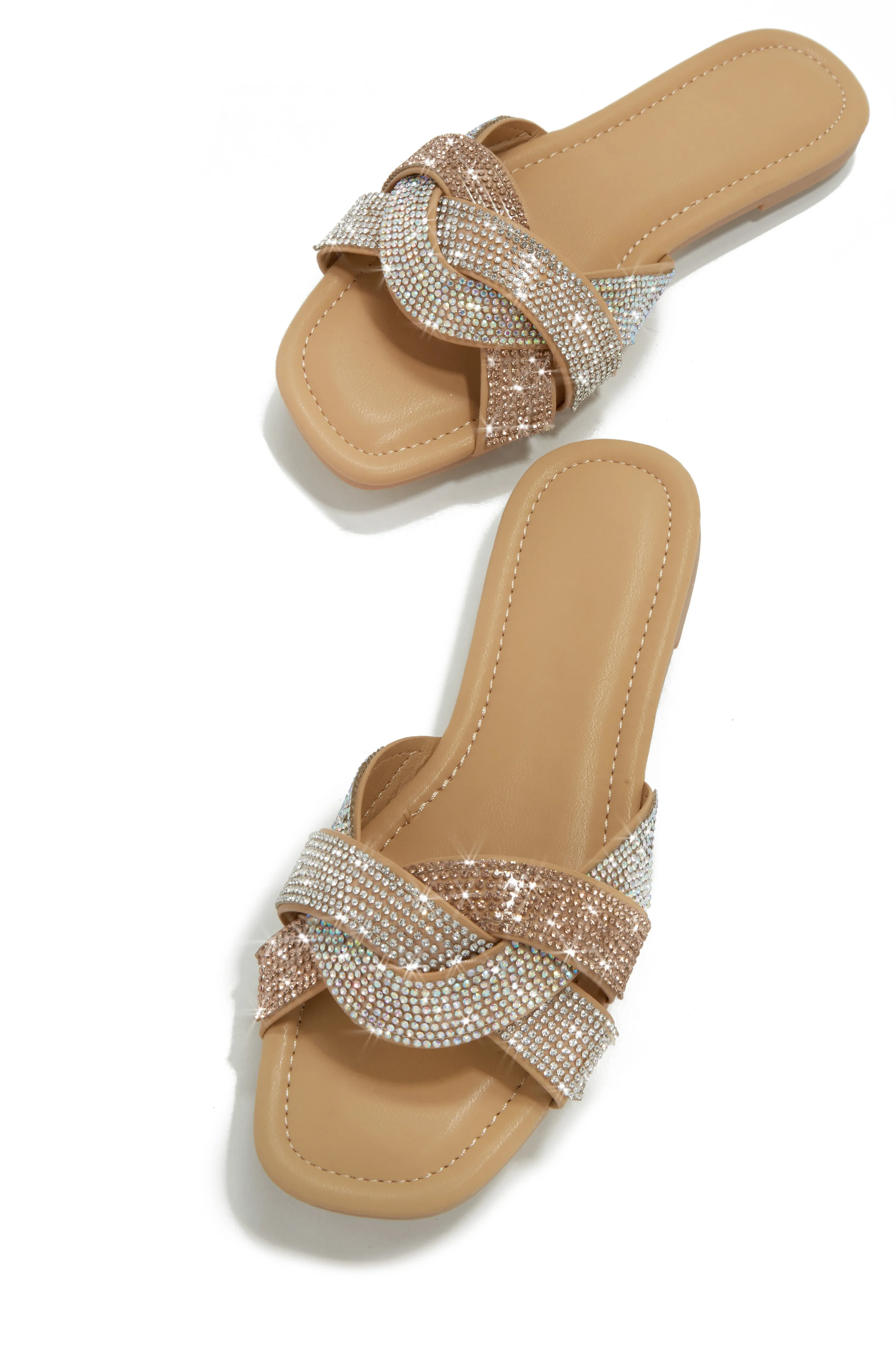 Slip Into Paradise Embellished Slip On Sandals - Nude