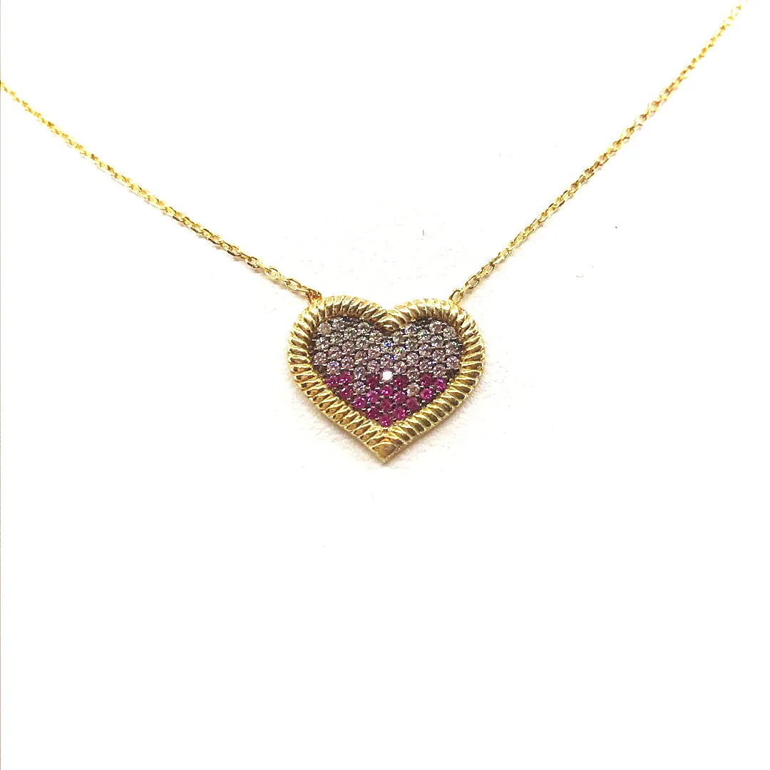 Sterling Silver Pink Heart Necklace