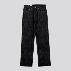 Straight high-waist self-edge jeans