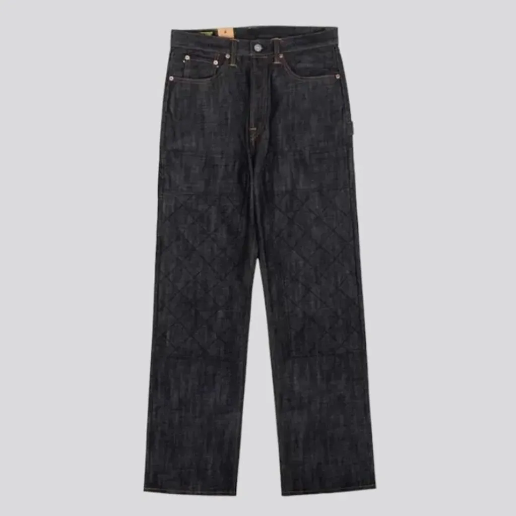 Straight high-waist self-edge jeans