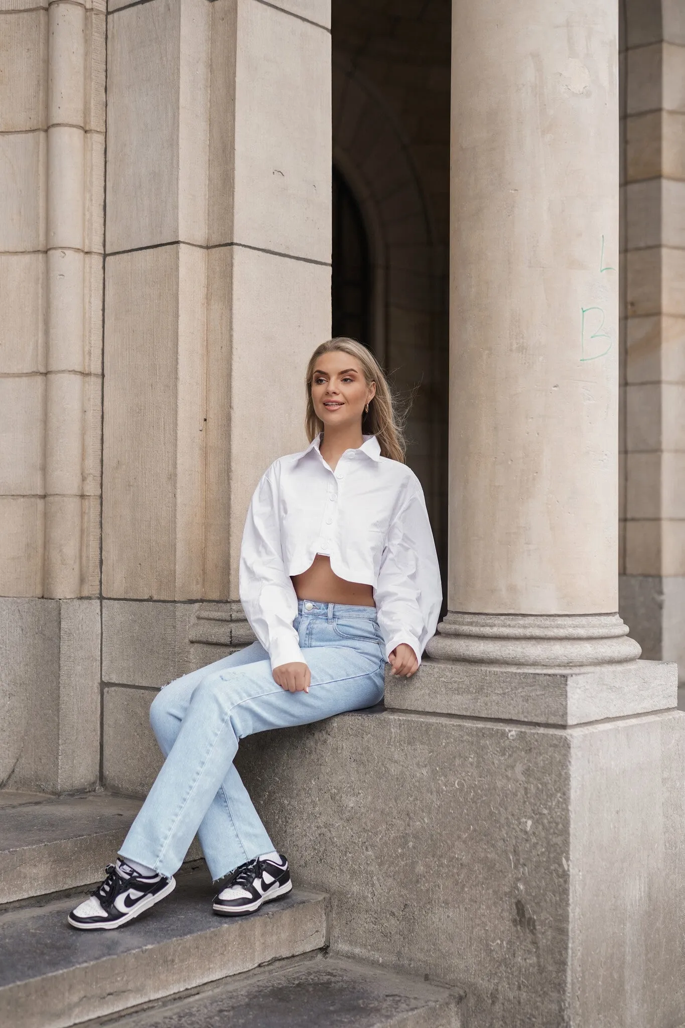 Straight leg jeans met destroyed details blauw - Pam