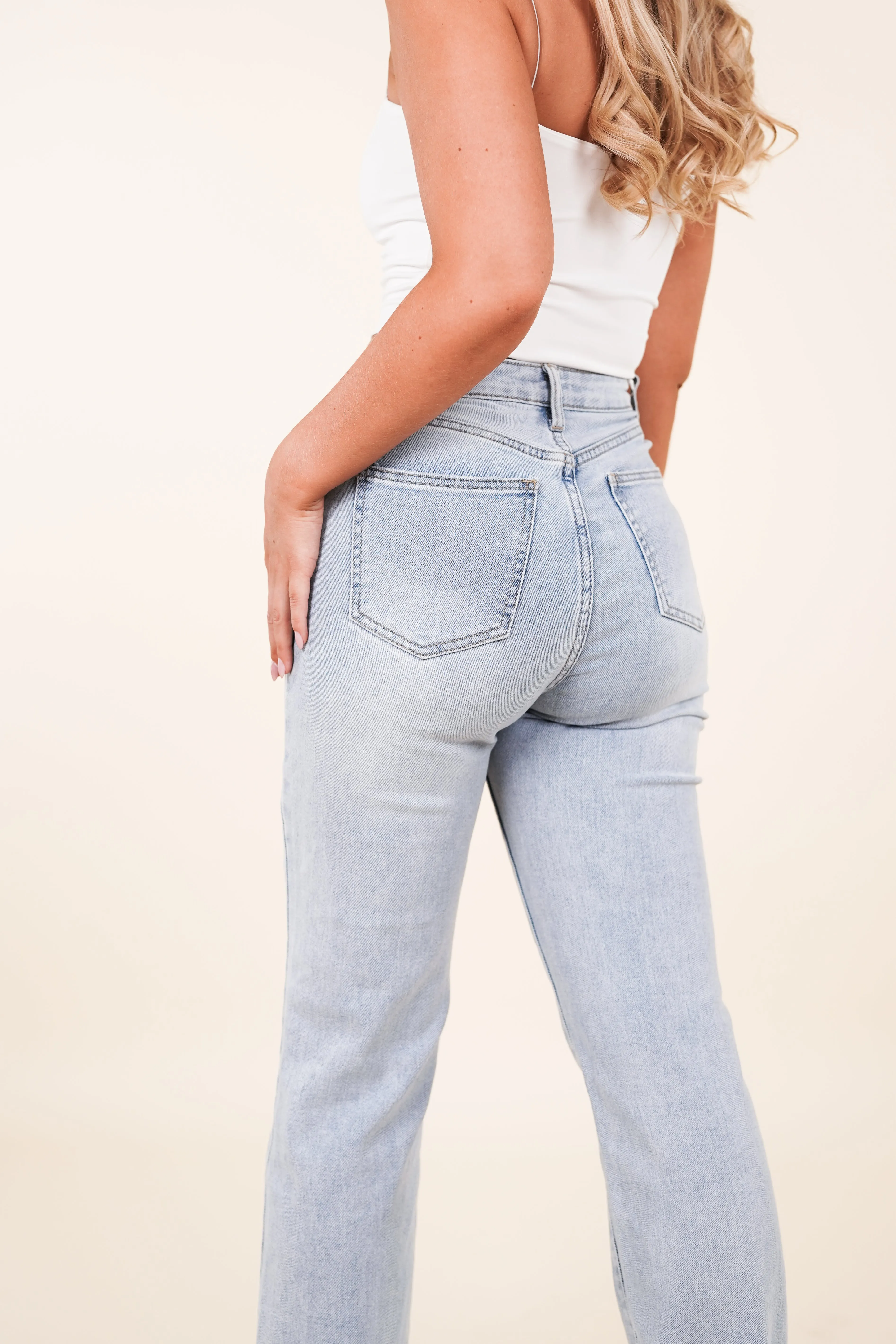 Straight leg jeans met destroyed details blauw - Pam